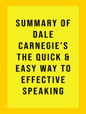 cover image of Summary of Dale Carnegie's the Quick and Easy Way to Effective Speaking